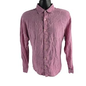 Banana Republic linen‎ long sleeve button down shirt L slim fit pink mens 7005